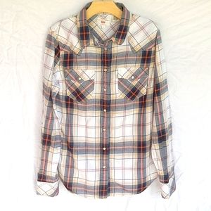 Levi's Women's Plaid Botton Down Shirt Western Size S